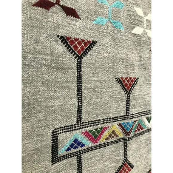 Hand Knotted Chenille Rug Geometric Patterns Soft/ Clean! 21.5" x 41" - Picture 3 of 5